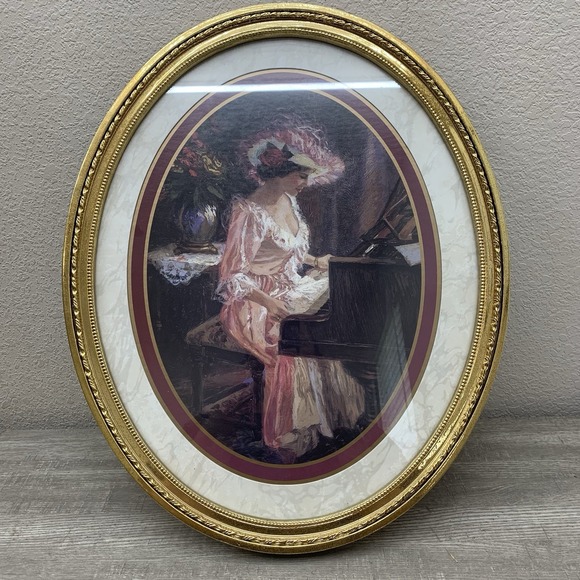 Home Interiors Other - Home Interiors Victorian Oval Framed Picture Nenad Mirkovich Music Piano Art